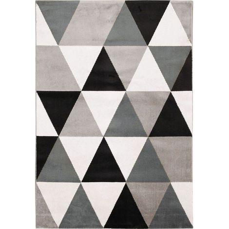 GEO SCANDI - Tapis toucher laineux motif triangles noir 150x220 (1/6)