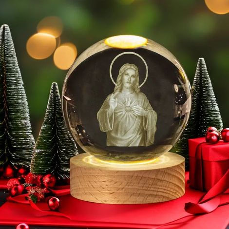 Veilleuse boule de cristal 3D, décoration intérieure