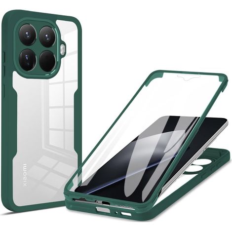Coque pour Xiaomi 15T Pro 5G, Protection D'écran Intégrée Housse Antichoc Militaire Double Face, Case Bumper Anti-Rayures en Silicone Transparent à 360°. Vert (1/5)