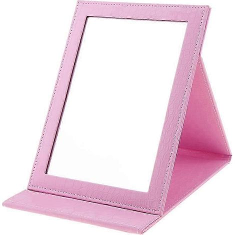 Schminkspiegel aus PU-Leder, faltbar, tragbar, Reise-Kosmetikspiegel-Pink (1/5)