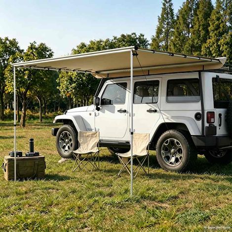 Auvent pour camping-car et caravane abri soleil aluminium beige 2,4 x 3 x 2,15 m - PANGIVO (1/5)