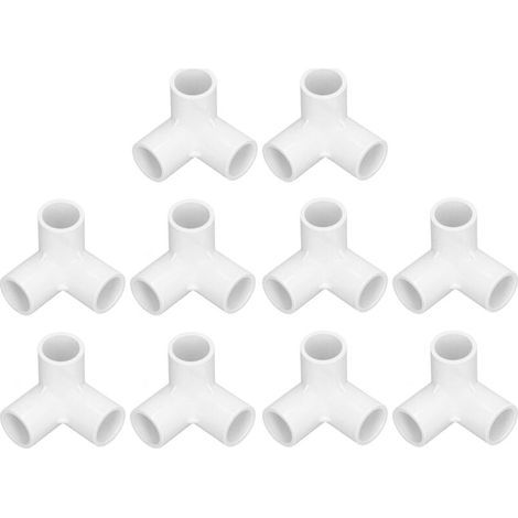10 Pièces 3 Voies Raccords de Tuyauterie PVC Raccords Coudés 3 Voies Raccords de Tuyauterie PVC Plastique Angle Droit té Coin Connecteur 20mm Diamètre Intérieur (Blanc) (1/5)