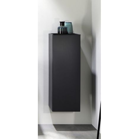 Burgbad Fiumo Halbhoher Schrank m. schwarzer Einlegebox Tectona Dekor Zimt Rechts schwarz