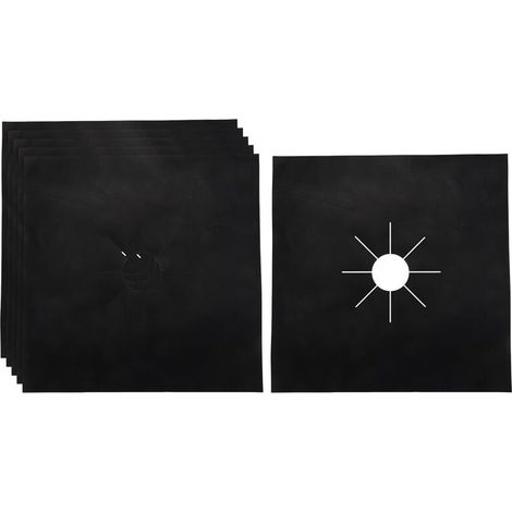 6 wiederverwendbare, antihaftbeschichtete schwarze Gasherd-Brennerabdeckungen (1/4)