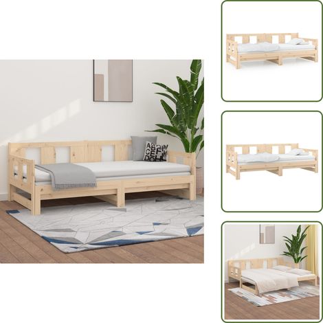 Sofá cama de pino - vidaXL Sofá cama extraíble madera maciza de pino 2x(90x190) cm - Sofá cama multifuncional
