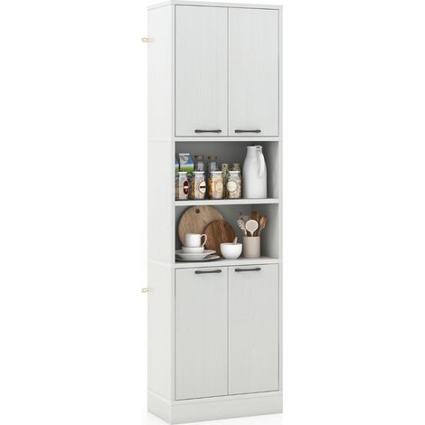 Credenza  Armadio dispensa cucina porte ripiani cerniere sicurezza dispositivi anti caduta alto 190cm Quercia Bianca (1/4)