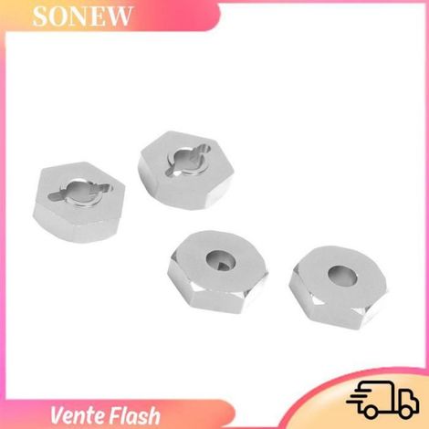 Sonew Adaptateurs de moyeu de roue hexagonale GOLD 4 Pcs 12mm En Alliage D'aluminium Adaptateurs De Moyeux De jouets Argent (1/5)