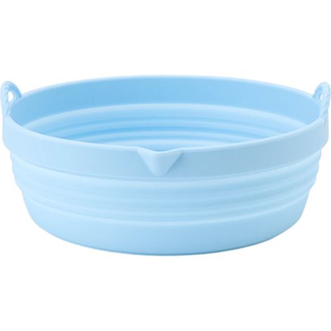 de cuisson ronde pliable bleue en silicone pour autocuiseur