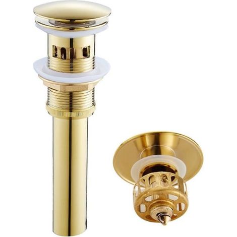 Bonde de Lavabo Pop Up Avec Trop Plein -   - 21 cm - Laiton - Clic-clac