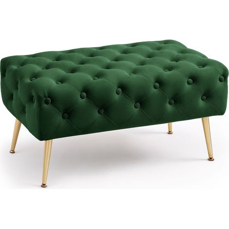 Bout de lit en velours capitonné 80 cm MADRID Vert Bouteille (1/5)
