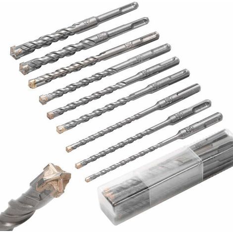 Foret Beton SDS Plus Meche Beton de Fabrication 5mm-16mm x 160mm Jeu de Forets a Beton Perforateur Meches Perceuse avec 4 Tranchants pour Béton Pierre Granit Brique(9PCS)Ephé (1/4)