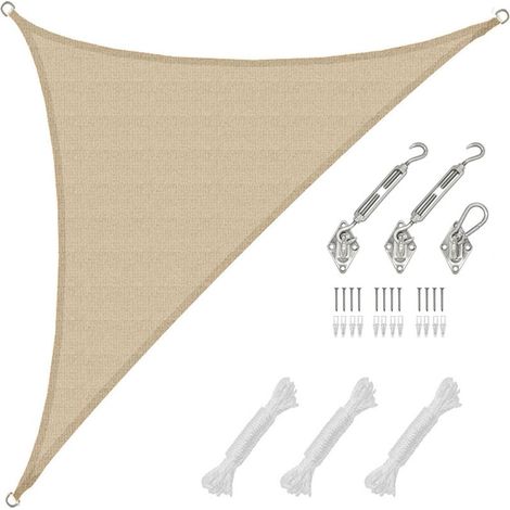 3x3x4,2 m Voile d'ombrage triangulaire respirante UV avec fixation – Toile d'ombrage extérieure ACKERMAN (1/5)