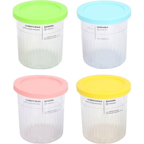 Contenitori per gelato adatti ai produttori NC500 e NC501, coppette di plastica riutilizzabili con coperchio, 4 pezzi. (1/5)