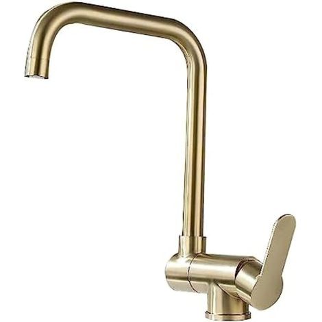 Grifo de cocina extraíble, grifo de cocina plegable, caño giratorio de 360° (dorado) (1/4)