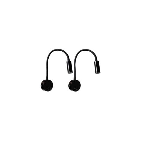2 Pièces Noire Lampe de Lecture Murale 3W, Flexible Cou Réglable Applique Lampe de Bureau en Aluminium, Lampe de Chevet avec Interrupteur LED Soins des Yeux,3000K (1/5)