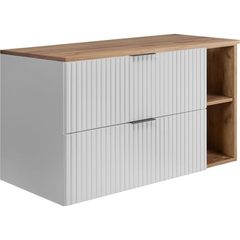 Mobile lavabo, Bianco / Rovere Craft + maniglia nera, 100 (80 + 20) x 57 x 46 cm + Piano (1/5)