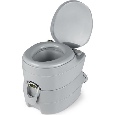 COSTWAY Portable Camping Toilet Compact Indoor Outdoor Commode-Dark Grey (1/5)