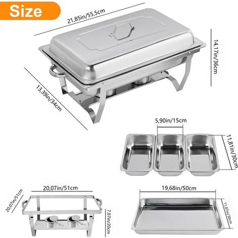 Edelstahl-Speisenwärmer klappbar, Chafing Dish Buffet Warmhaltebehälter, 11 L (1/5)