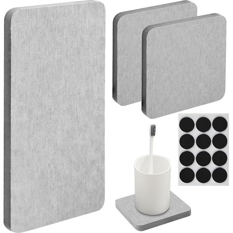 Diatomite Cuisine Pierre Absorbante Evier en Diatomite Absorbante 2 sous Verre Carrés (8 X 8 Cm) 1 Rectangulaires (16 X 8 Cm) Egouttoir Salle de Bain (1/5)