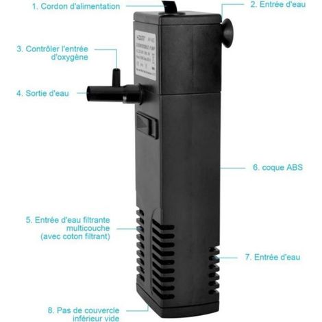 Filtre Interne Pour Aquarium - Pompe Filtre 4 W 300 L/H - Pour Aquarium Jusqu'à 60 L - Avec Éponges Filtrantes - 1 Pièce (1/4)