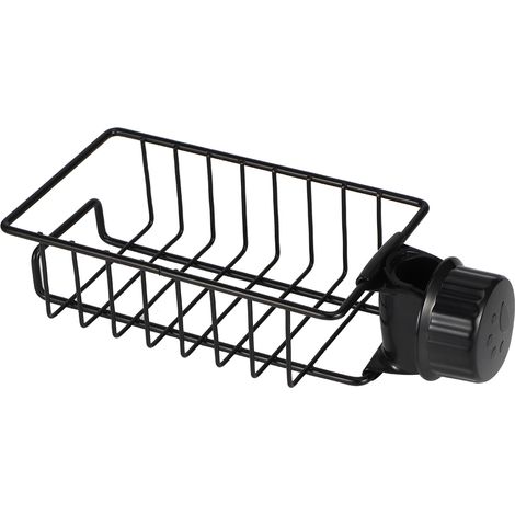 Organisateur de rangement pour robinet d'évier de cuisine, éponge et savon, égouttoir, étagère, accessoires de salle de bain, noir (1/5)