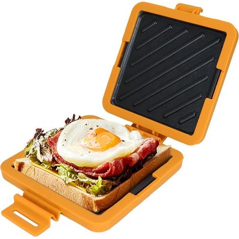 Grille-pain - Appareil à sandwichs - Grille-pain micro-ondes - Technologie Heatwave pour un résultat croustillant - Revêtement antiadhésif - Compatible lave-vaisselle - Orange (1/5)