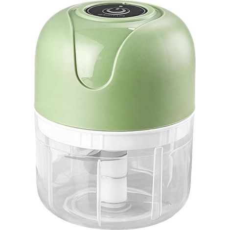 Mini hachoir à ail électrique portable, rechargeable par USB, sans fil, étanche, à une touche, en matériau de qualité alimentaire, pour bébé, légumes, viande, gingembre, 250 ml, vert (1/5)