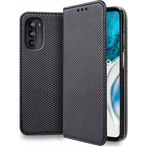 CUSTODIA PER MOTOROLA MOTO G52, COVER A LIBRO NERA CON MAGNETE INTELLIGENTE E VETRO (1/5)