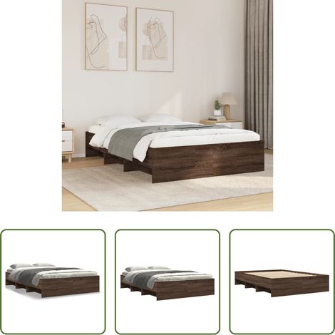 vidaXL Lattenrost - Bettgestell ohne Matratze Braun Eiche 120x190 cm Holzwerkstoff (1/5)