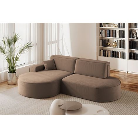 Ecksofa Schlafsofa Sofa VENEDIG Stoff Salvador Braun Ottomane Links (1/5)