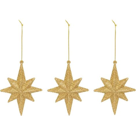 Lot de 3 Sujets de Noël "Étoile Polaire" 12cm Doré (1/2)