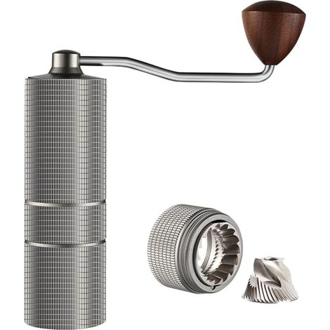 Macinacaffè manuale portatile in acciaio inox, con impostazioni regolabili e doppi cuscinetti. Ideale per casa, ufficio, campeggio e come regalo.