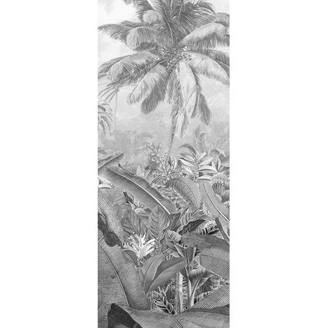 Papier peint panoramique méditerranéen – Motif Amazonia noir et blanc – Pose simplifiée – Finition résistante – Pour salon, chambre, bureau – Komar (1/4)