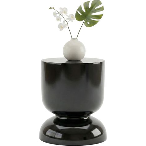 Relaxdays Beistelltisch, Sanduhr-Design, Wohnzimmer Dekoobjekt, Beistellhocker HxD: 46 x 36 cm, Podest, Metall, schwarz