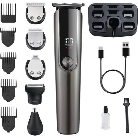 Tagliacapelli uomo 5 in 1, rifinitore neutro, kit di toelettatura professionale per Lichaam, gezicht e snor, trimmer Draadloze con finitura intelligente