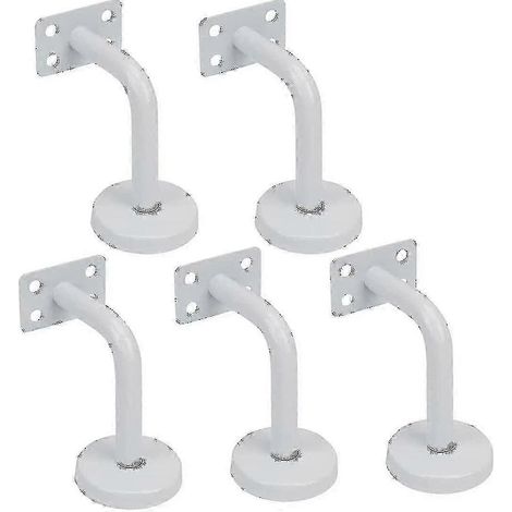 Supports de main courante d'escalier (lot de 5), en acier inoxydable blanc, 60 x 80 mm, avec vis de fixation pour l'installation de la rampe. (1/4)