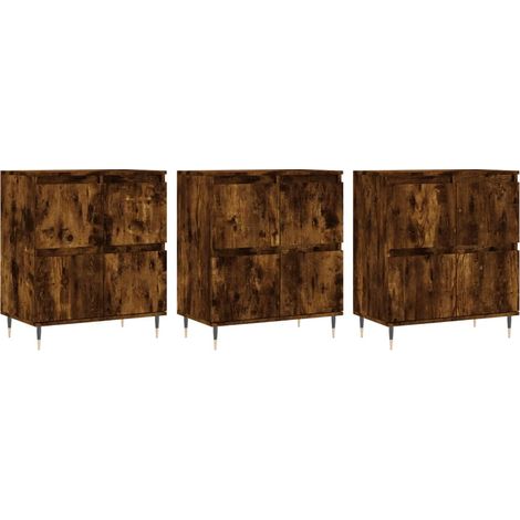 Aparador buffet cómoda armario unidad de almacenamiento organizador cocina salón sala de estar 3 piezas marrón madera contrachapada 020037059 (1/5)