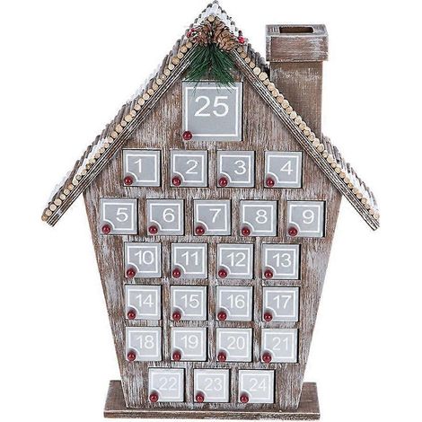 Calendrier de l'Avent en Bois Gris pour Maisons Décoratives, Compte à Rebours Festif pour Fêtes de Fin d'Année. (1/4)