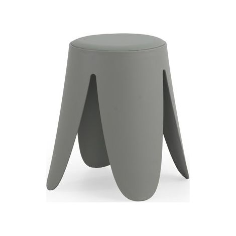 Set 4 taburetes bajos de polipropileno con asiento tapizado en simil piel, color gris (1/4)