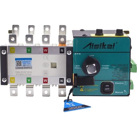 Interrupteur de transfert automatique, 4 pôles, tension de contrôle AC220V, courant max de 30A à 100A, modèle SKX2-100/4P, compatible avec les générateurs (1/5)