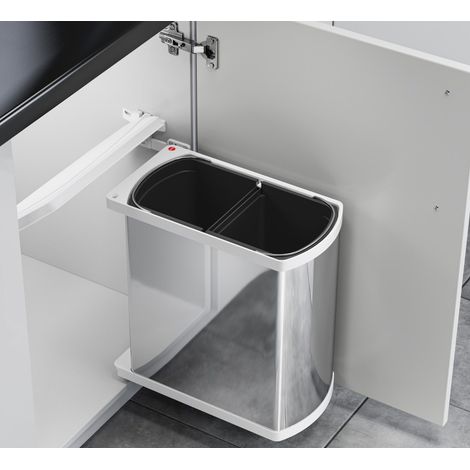 Hailo Mülleimer, Einbau ab 45cm Schrank, Kosmetikeimer Bad, 2x 8 L (1/4)