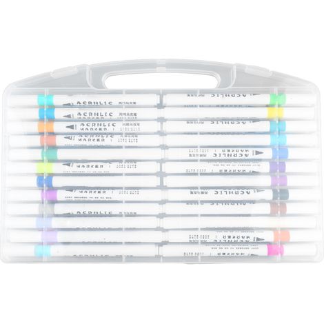 48 Marqueurs Peinture Acrylique Couleurs Séchage Rapide Étanche pour Bois Toile Pierre Verre Surfaces DIY Loisirs Créatifs (1/5)