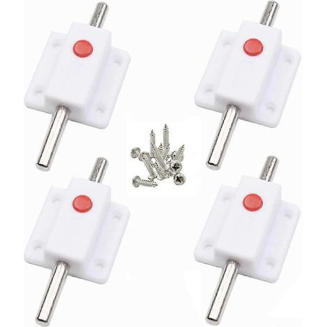 Lot de 4 verrous de porte, loquet de sécurité automatique à ressort, pour porte intérieure et extérieure (blanc)