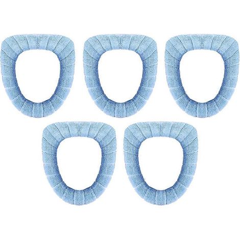 Housse de siège de toilette, en tissu lavable, extensible et hautement élastique, s'adaptant à la plupart des sièges de toilette ronds et en forme de U, douce, épaisse et chaude pour un confort inégal (1/4)