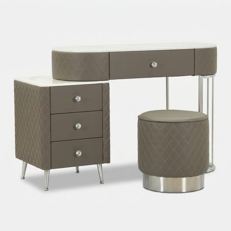 Schminktisch Sharon Silver mit Hocker und Schubladen fürs Schlafzimmer (1/5)