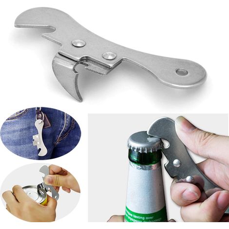 Ouvre-boîte manuel compact en acier inoxydable ouvre-bouteille pot ouvre-bière cuisine aussi (1/4)