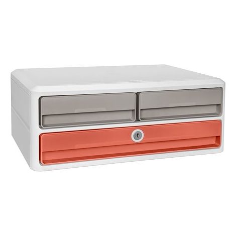 Module de classement Cep MoovUp 3 tiroirs avec serrure et poignées - terracotta