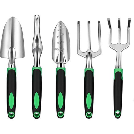 Ensemble de 5 pelles de jardin en acier inoxydable - Pour les petits travaux de plantation et de repiquage (1/5)