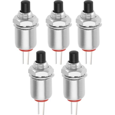 Lot de 5 mini boutons poussoirs momentanés microminiatures à 2 broches DS-402 - Interrupteur momentané sans verrouillage - SPST 125 V 1 A 5 mm - Noir (1/5)