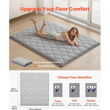 Matelas Futon Taille Queen, Matelas de Sol Japonais Pliable, Tatami Doux pour Dormir Yoga Méditation et Relaxation, 203,2x152,4x8,9… (1/5)